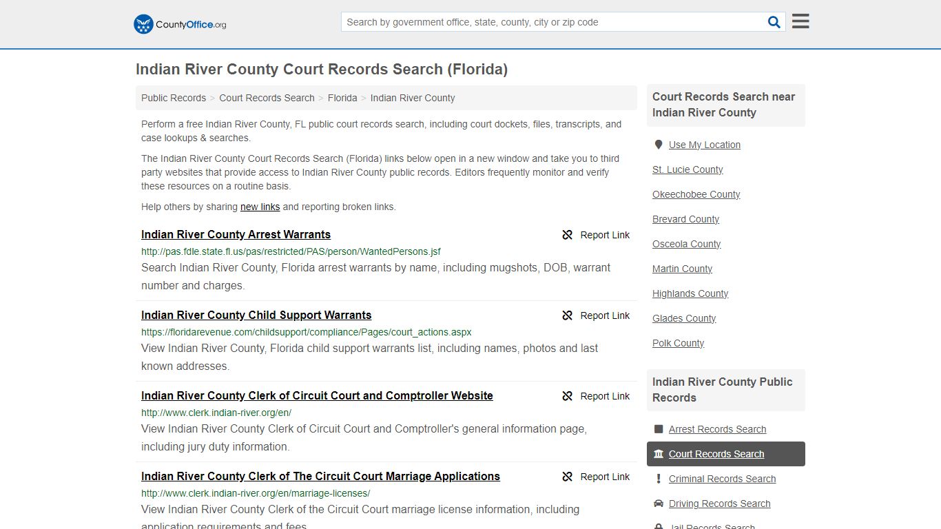 Indian River County Court Records Search (Florida) - County Office